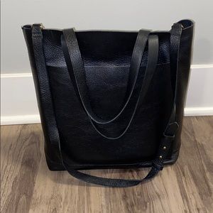 Madewell Black leather medium transport tote